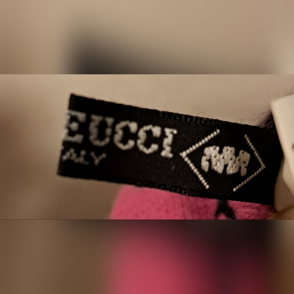 EUC Vintage Y2K Danielle Meucci Pink Cow Wool Casual Winter Snow Scarf w/ Pocket - Picture 8 of 10